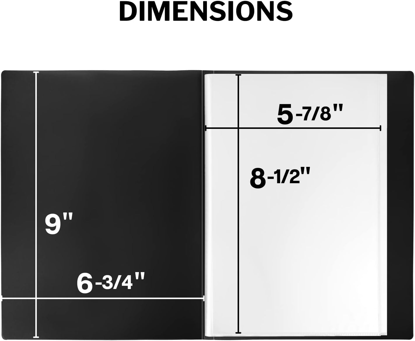 Dunwell Small Presentation Book 5.5x8.5 (2-Pack, Black), 24 Pockets Display 48 Half Size Pages, Plastic Binders with Sleeves, 5.5 x 8.5 Mini Booklets, Acid-Free Poly
