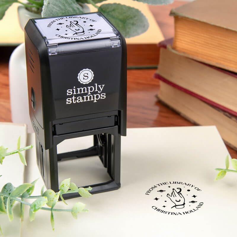 from The Library of Embossers & Stamps for Fantasy Book Readers | Custom Embosser | Custom Stamp | Ex Libris | Elevate Your Fantasy Collection of Stories and Novels (Design 6, Self-Inking Stamp)