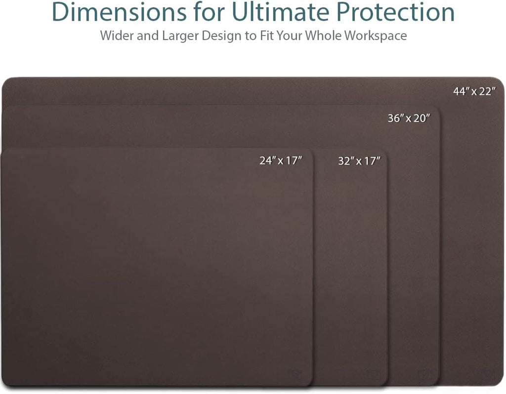 Vine Creations Leather Desk Mat Large 44" x 22", Desk Protector Mat, PU Leather Desk Pad, Large Mouse Pad, Desk Blotter, Desk Pads on Top of Desks, Desk Matt for Desktop, Office Desk Mat (Dark Brown)