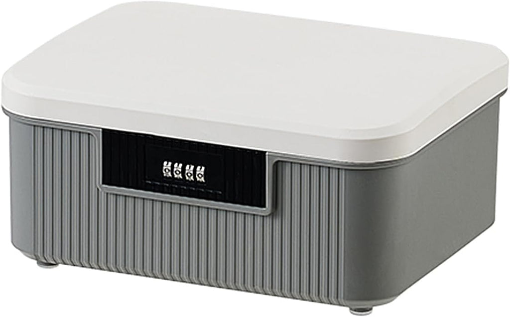 Lockable Storage Container Bin 2.3Gallon / 9L, 2 Layer Combination Lock Box Medicine Case Container for Personal Private Items, Medicines, Food, Snacks, Locking Cell Phone Smart Device Jail (Gray)