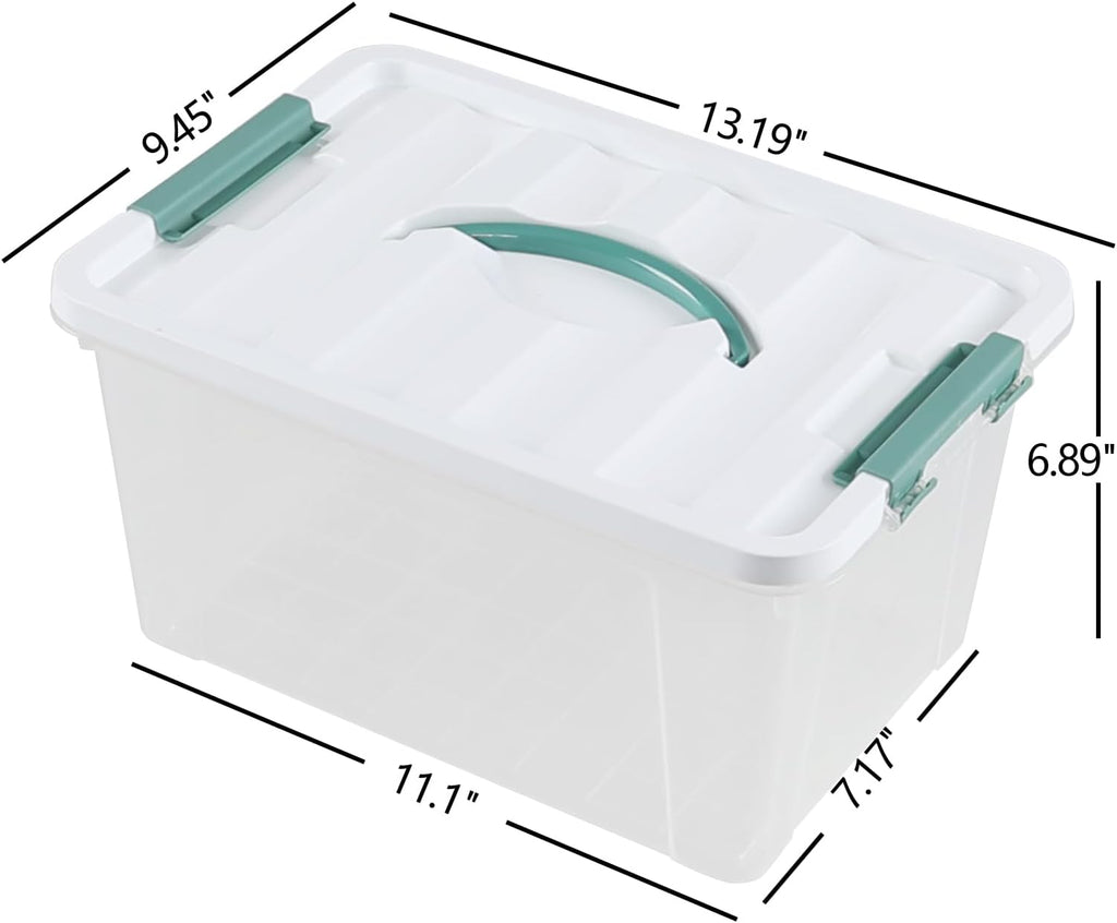 6 Pack 14 L Clear Storage Latch Box, Plastic Storage Bins with Lids