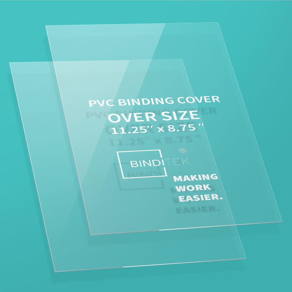 Binditek 50 Pack 8 Mil Clear PVC Binding Presentation Covers, Oversize, 8.75x11.25 Inches, Square Corner, Unpunched, Office School Supplies