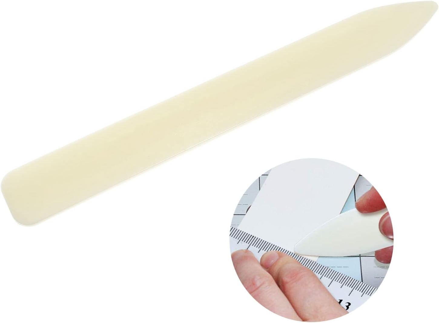 RLECS 2pcs Bone Folder, Scoring Tool Irregular Bone Paper Folder Lightweight Paper Creaser Tool with a Ruler DIY Handmade Bookbinding Cards Tool (2 x Bone Clamps of Different Shapes + 1 x Ruler)