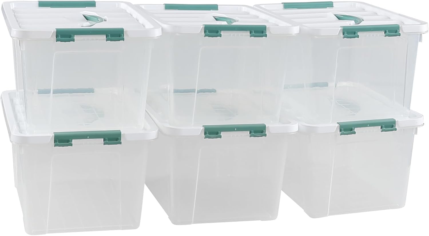 6 Pack 14 L Clear Storage Latch Box, Plastic Storage Bins with Lids