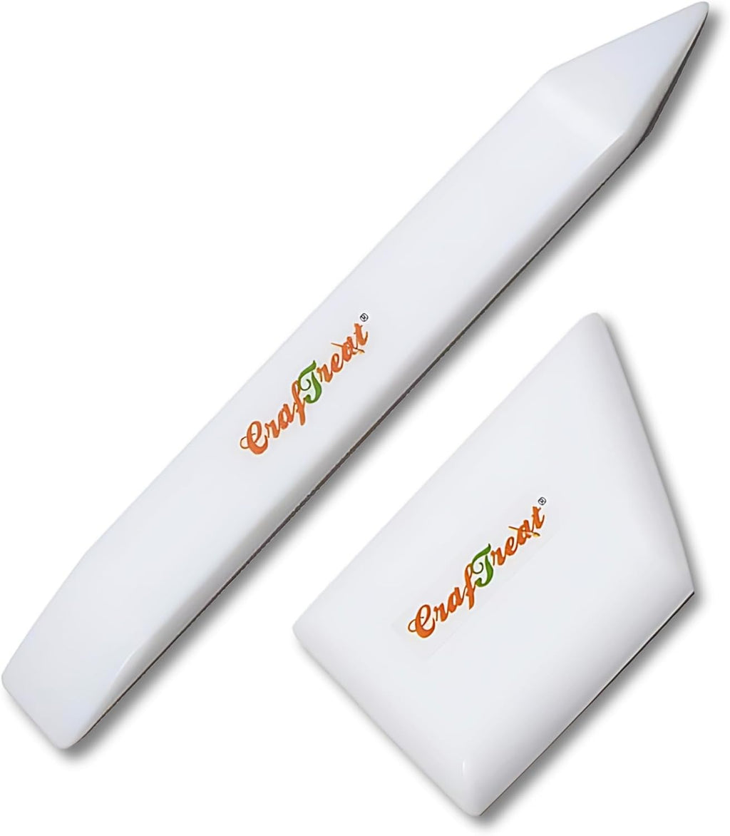 CrafTreat Teflon Bone Folder and Scoring Tool Set - Large & Ergo Square - Paper Scorer for Paper Crafting, Origami, Bookbinding - Leather Burnishing Tool - Smooth, Non Stick, Ergonomic Craft Tool