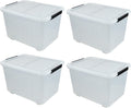 Farmoon 50 Quart Clear Storage Bin, Large Plastic Stackable Box with Lid, 4 Packs