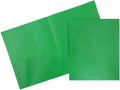 JAM PAPER Plastic 2 Pocket POP Folders - Durable School Folders - Green - Bulk 144/Box
