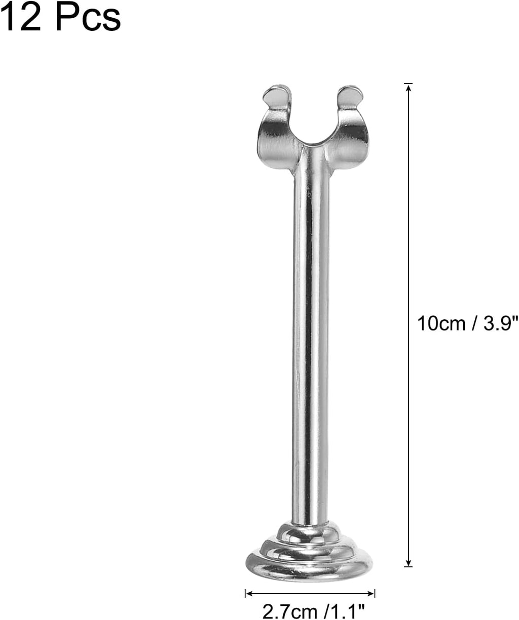MECCANIXITY 12Pcs Table Number Holder 3.9 Inch Place Card Holder Picture Holders Silver Table Sign Holders for Wedding Anniversary Birthday Party