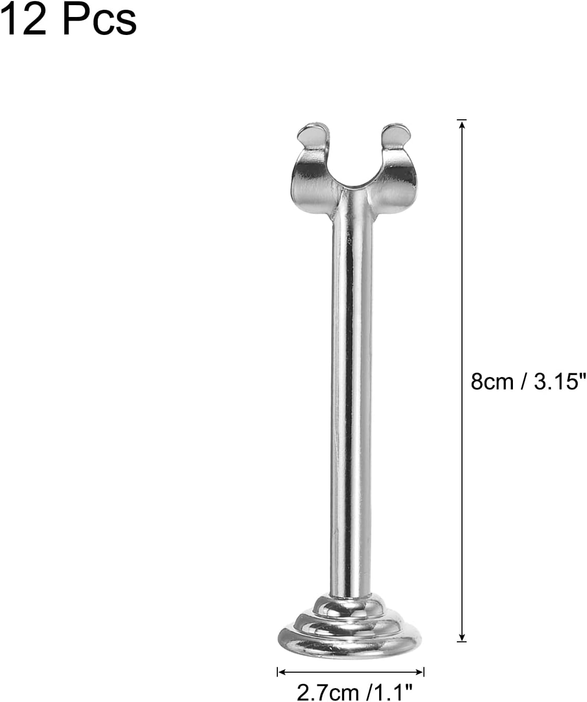 MECCANIXITY 12Pcs Table Number Holder 3.15 Inch Place Card Holder Picture Holders Silver Table Sign Holders for Wedding Anniversary Birthday Party