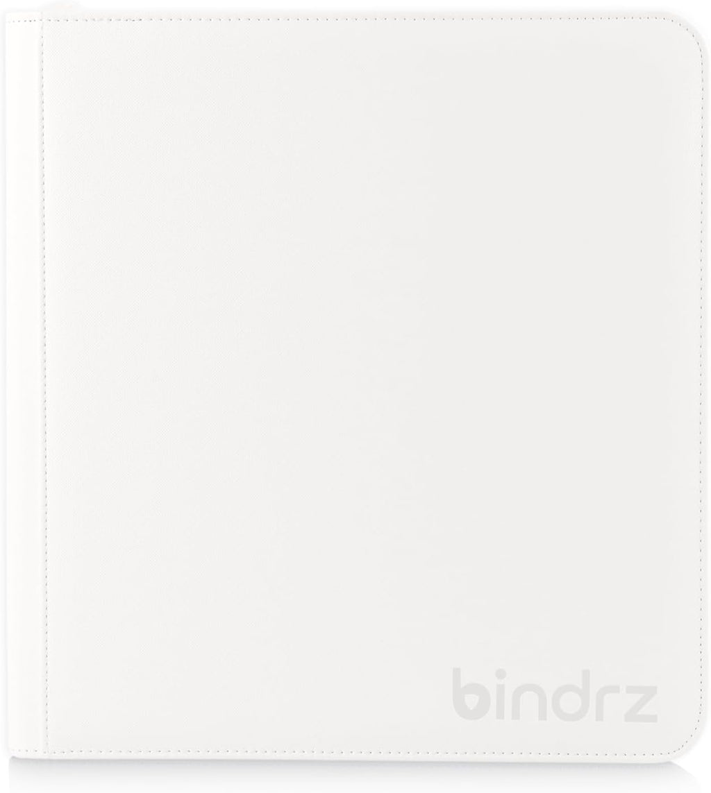 12 Pocket Zipper Binder for 480 Sleeved Trading Cards - Side Loading Pockets Album - Archival Safe Material and Compatible with TCG MTG and Sports Collectibles (White)
