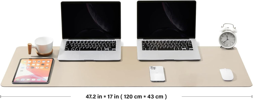 Large Desk Mat - 47.2"x 17" Non-Slip PU Desk Pad for Office and Home - Ideal for Large Mouse Pad and Desk Mats on Top of Desks(Champagne Gold)
