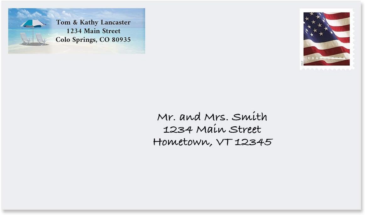Colorful Images Calm Seas Rolled Personalized Return Address Mailing Labels with Dispenser, Customize with Name & Shipping Address, 500 ¾” x 2½” Self Adhesive, Easy Peel Label Roll