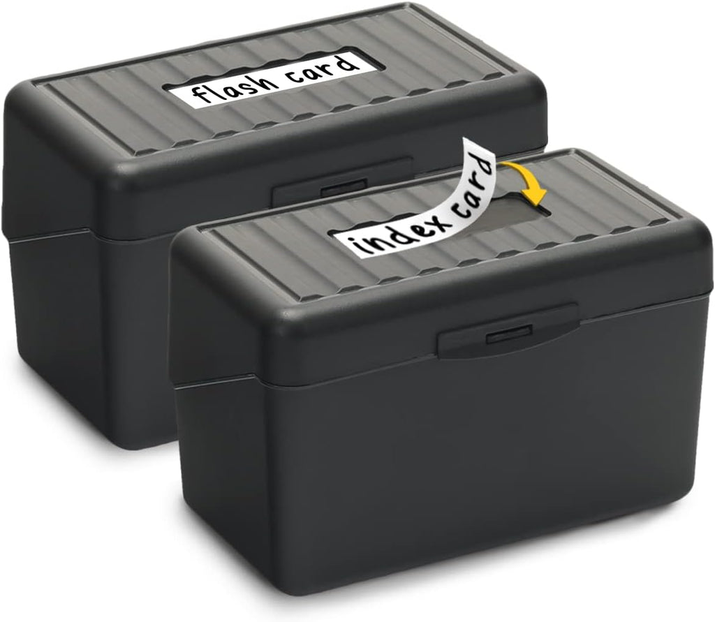H4D Index Card Holder 3x5, Index Card Box Organizer Case, 3x5 Flash Note Card Holder, 2 Packs (Black)