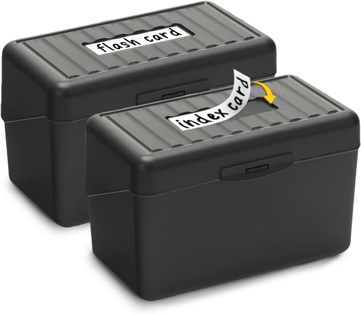 H4D Index Card Holder 3x5, Index Card Box Organizer Case, 3x5 Flash Note Card Holder, 2 Packs (Black)