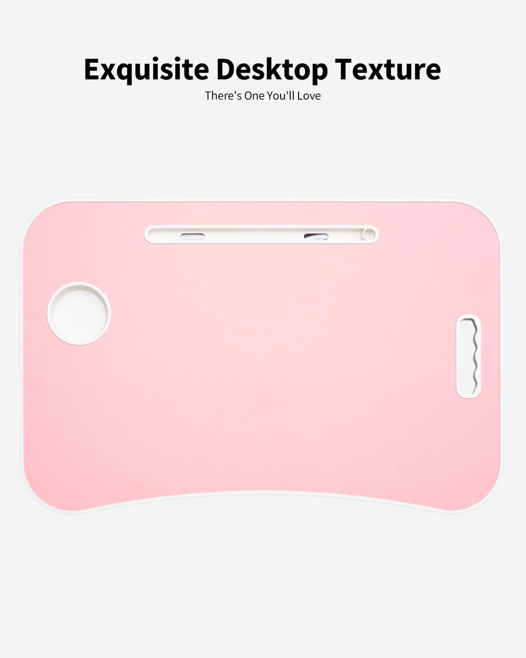 Foldable Lap Desk, Laptop Bed Desk, Portable Lap Table, Laptop Bed Table with Cup Holder & Tablet Slot & Lifting Handle for Working Writing Drawing & Eating - Pink