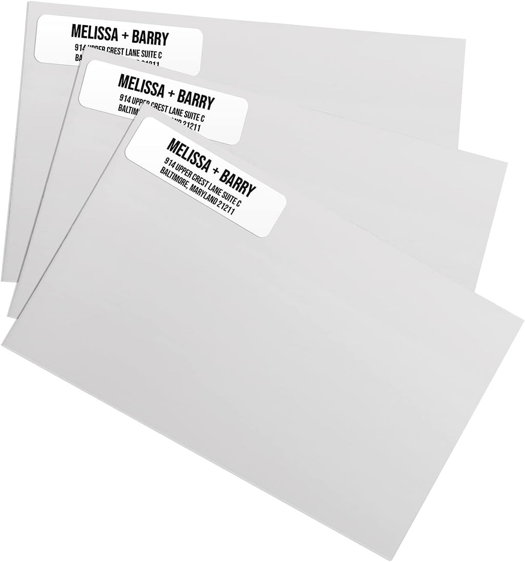 White Bold Rolled Address Labels/Roll of 250 Personalized Address Labels/Designer Return Address Stickers in Elegant Plastic Dispenser