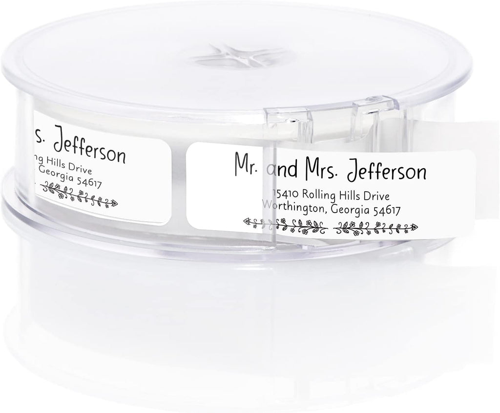 Black and White Botanical Rolled Address Labels / 250 Personalized Return Address Labels/Designer Address Stickers in Elegant Plastic Dispenser