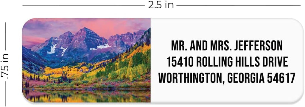 Scenic Landscape Rolled Address Labels / 500 Personalized Return Address Labels/Designer Address Stickers in Elegant Plastic Dispenser