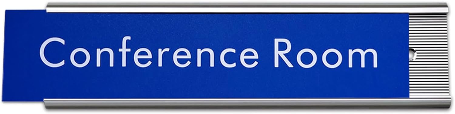 10 Pack Aluminum Name Plate Holders for Door or Wall, 2” x 8” Office Wall Mount Name Plate Holder with Textured Design and Double Sided Tape, for Office, Business, Meeting Room (Silver)