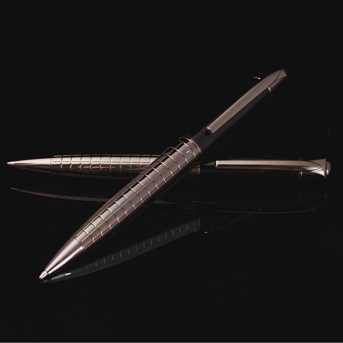 Obacle Ballpoint Pens Black Pens Medium Ball Point 1.0mm Smooth Writing Grip Metal Retractable Executive Business Office Fancy Nice Gift Pen for Men Women (Gun Black, 2 Pack 4 Refills)