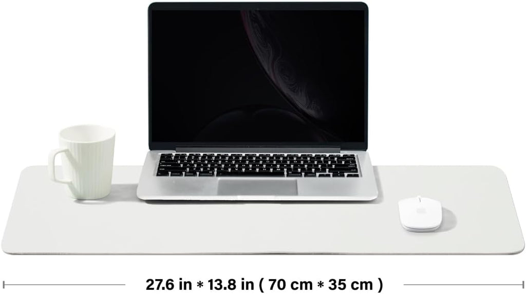 Leather Desk Mat - Non-Slip PU Desk Pad for Office and Home - Desk Organization and Accessories - Ideal for Large Mouse Pad and Desk Mats on Top of Desks (White,27.6"x 13.8")