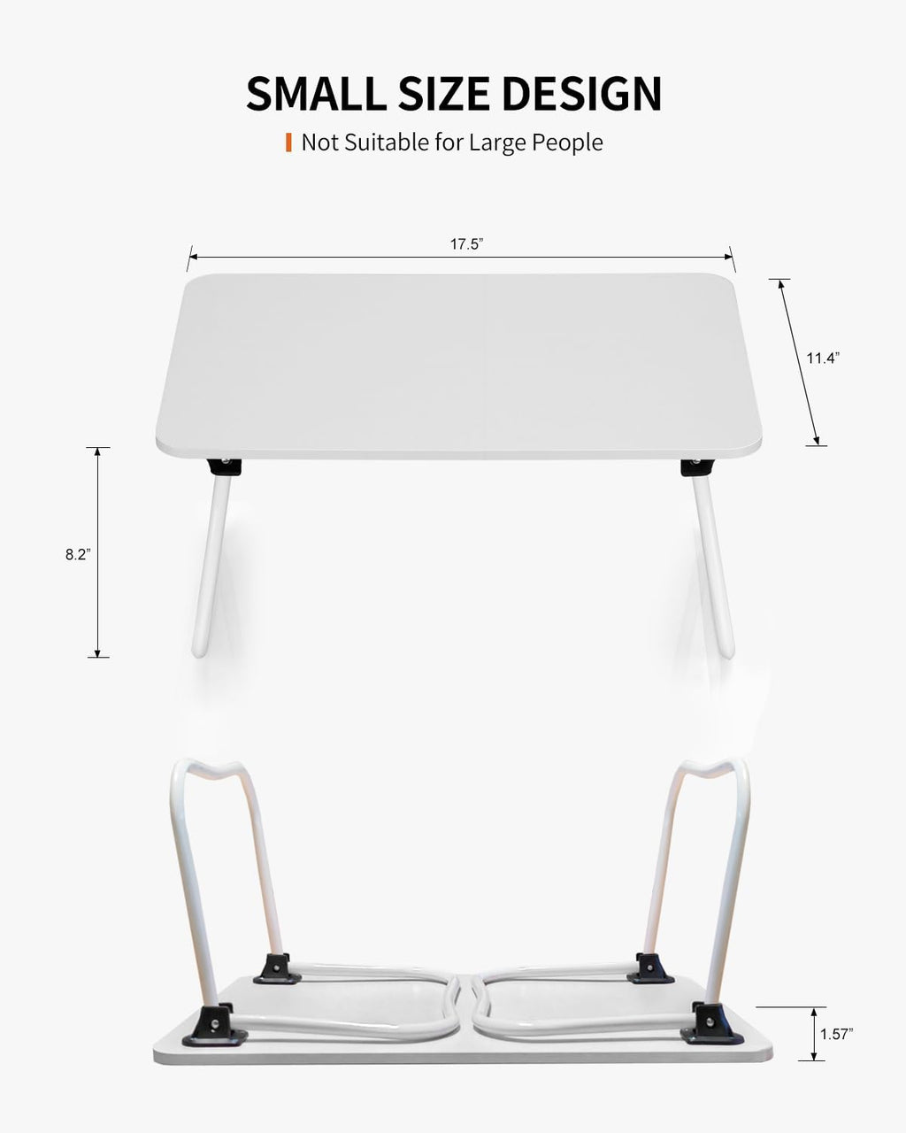 Foldable Lap Desk, Laptop Bed Desk, Portable Bed Table, Laptop Stand for Bed & Couch, Lightweight & Mini - White