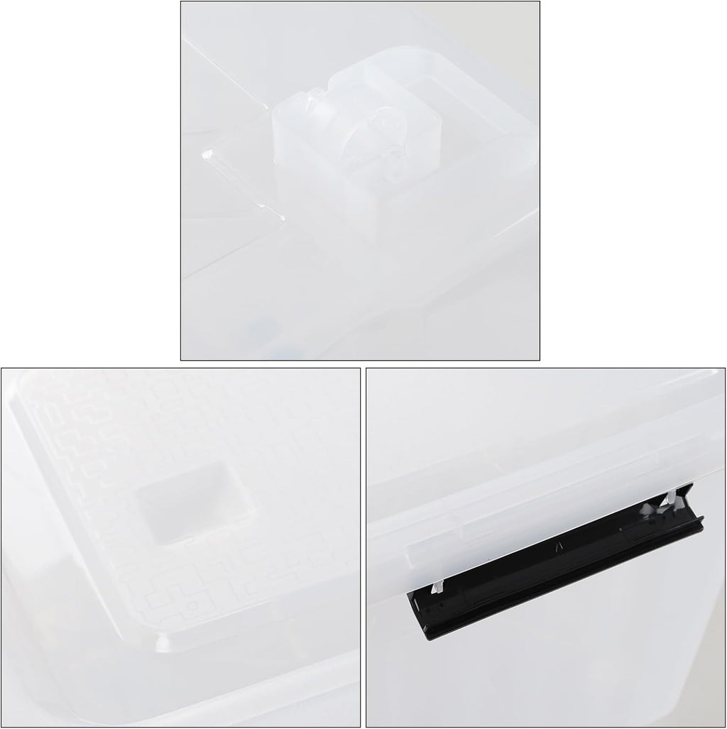4 Packs 50 L Plastic Latching Box with Wheels, Clear Organizer Containers with Latching Lids for Office and Home Organization