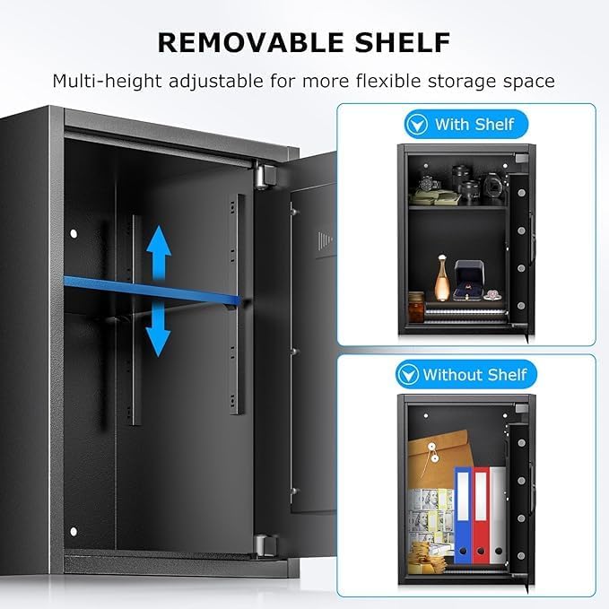 Bonsaii Large Safe Box 1.8 Cubic Feet with Digital Lock, Steel Security Safe Box with Removable Shelf for Home, Office, Cash, Valuables, Jewelry, 14.2" x 12.99" x 19.7"