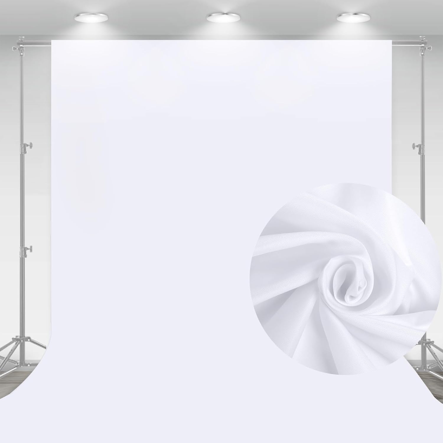 Aimosen 10 x 7 FT White Backdrop Background for Photography, Professional Pure WhiteScreen for Photoshoot, High Density Fabric Curtainfor Video Record Portrait Stand Photo Studio, with Rod Pocket