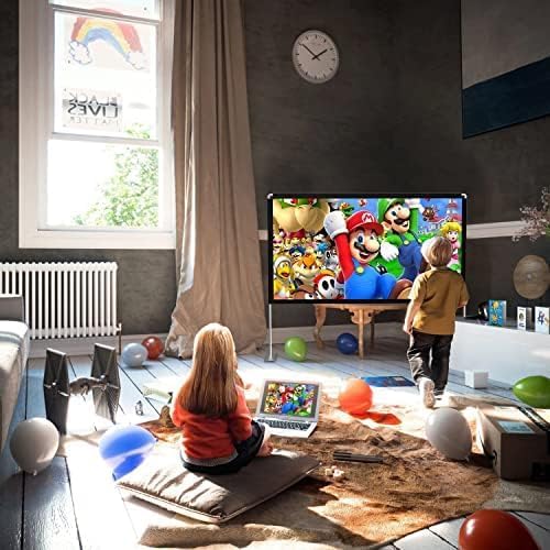 Portable 60" 16:9 4K HD Outdoor/Indoor Projector Screen with Stand, Carry Bag, Foldable, Wrinkle-Free Movie Screen for Home Theater, Travel, Camping, Party, Office