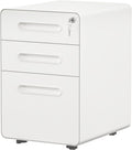 YITAHOME 3 Drawer Mobile File Cabinet, Metal Vertical File Cabinet with Lock, Filing Cabinet Under Desk fits Legal/A4 Size for Home Office, Fully Assembled, White