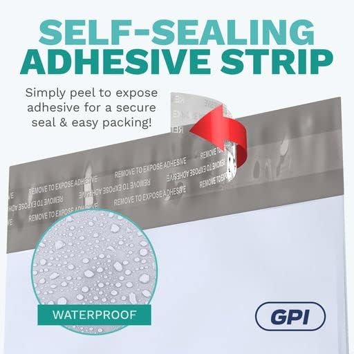 10" X 13" Large Poly Mailers, 100 Count White Polymailer Shipping Envelopes for Clothes 2 Mil Unpadded Waterproof Opaque Self-Seal Poly Bags with Tear/Puncture Proof Adhesive Strip