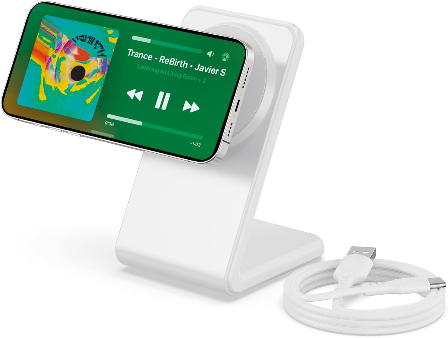 Mag.Safe Charger - iPhone Charger Stand, Magnetic Fast Wireless Charger for iPhone 17/16/15/14/13/12 Series - White