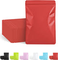 100 Pack Resealable Packaging Bags for Small Business Double-Sided Color Smell Proof Bag for Food Storage Flat Bags (Red, 4.7" x 7.1")
