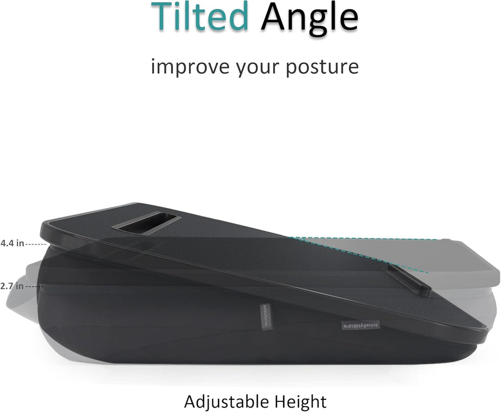 Istudyniture Lap Desk | Portable Laptop Desk & Stand – Fits Up to 15.6 inch – Washable Cushion, Built-in Phone Holder – for Bed, Couch, Sofa, Floor – Writing, Reading, Home Office – Small, Black