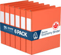 Premium Economy 6-Pack 3-Ring Binders for School or Office, D-Ring Binders, 1.5 Inch, Orange