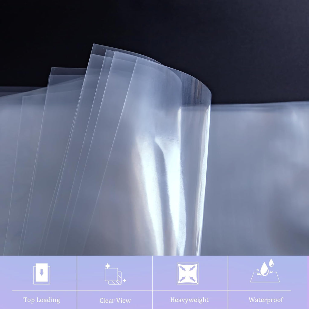 200 Pack No Holes Sheet Protectors 8.5 x 11 Inch Letter Size Page Protectors for Documents, Prints, Top Loading Heavyweight Clear View Plastic Sleeves for Papers, Artworks, Photos