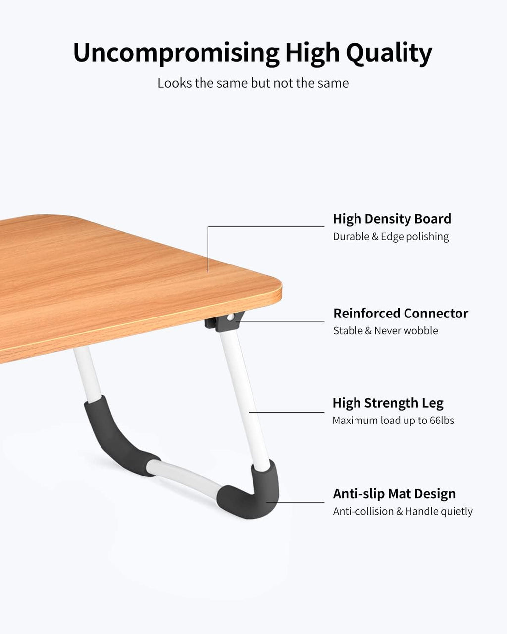 Ruxury Folding Lap Desk Laptop Stand Bed Desk Table Tray, Breakfast Serving Tray, Portable & Lightweight Mini Table for Sofa Couch Floor - - Wood