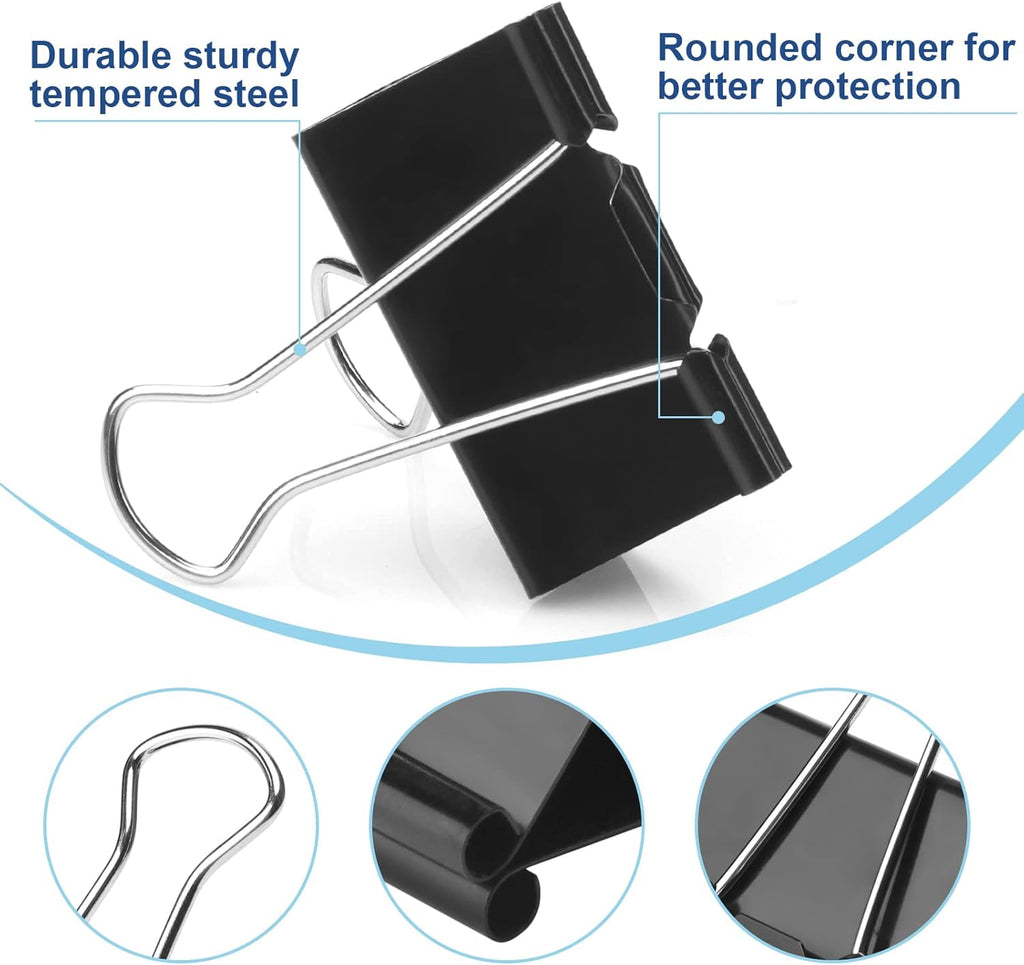 48 Pack Extra Large Binder Clips 2 Inch Paper Clip Large Binding Clip, Jumbo Paperclips Bulk, Heavy Duty Big Paperwork Clamp Black, School Teachers Office and Kitchen Home Supplies