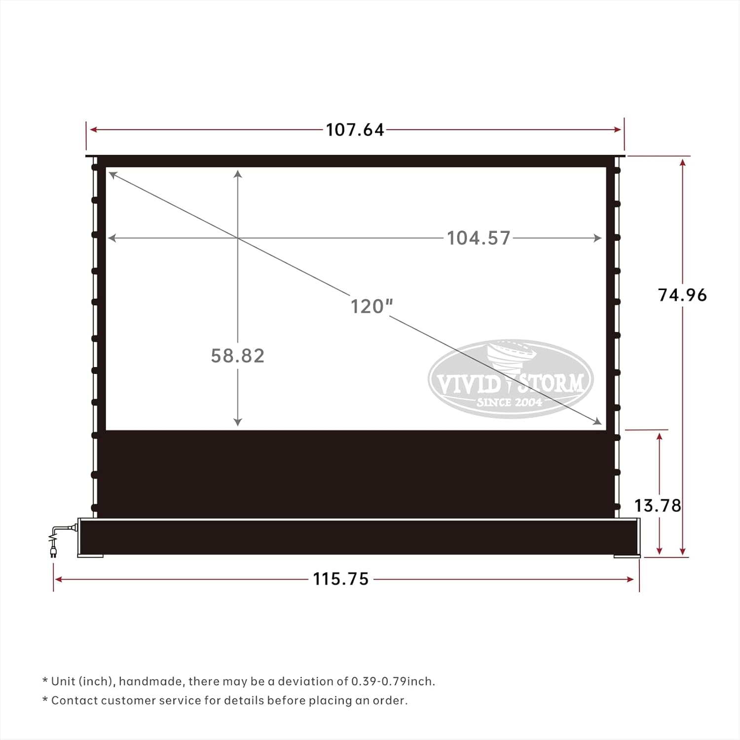 VIVIDSTORM- Projector Screen S 120 Inch Portable Folding Stand Floor Rising Movie Screen Sound Transparent Perforated White Screen Compatible with Ordinary Projector,VWSDSTPW120H