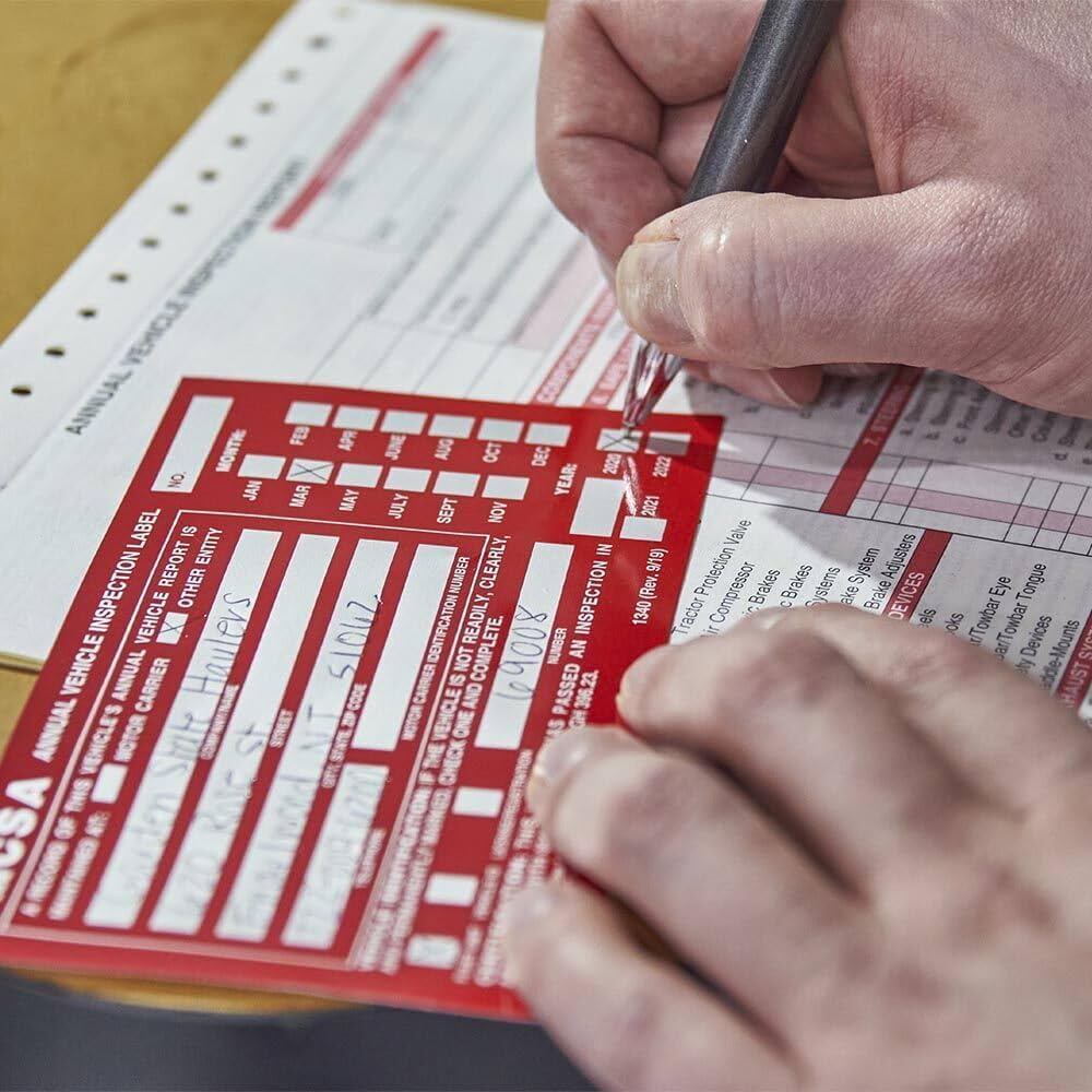 J. J. Keller 10-Pack, Annual Vehicle Inspection Report Form & Red FMCSA Label Aluminum, 3-Ply Carbonless Form, DOT Compliant