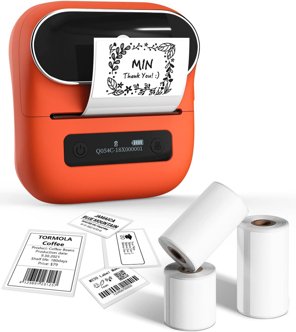 Phomemo M220 Label Maker, Bluetooth Thermal Label Printer for Barcode, Address, Labeling, Mailing, File Folder Label, 3 Inch Label Maker Machine Support Smartphone, Tablet&PC, with 3 Rolls of Labels