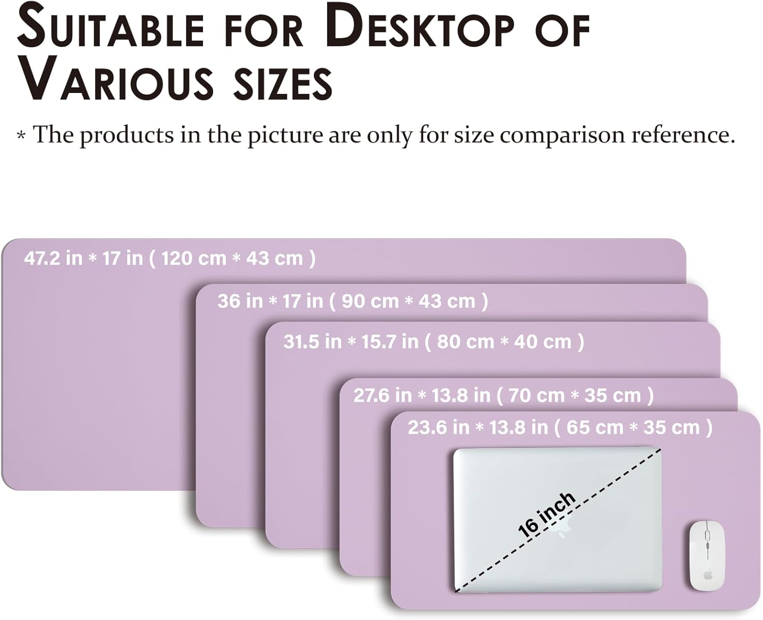 Leather Desk Mat - Small Non-Slip PU Desk Pad for Office and Home - Desk Organization and Accessories - Ideal for Large Mouse Pad and Small Desk Mats on Top of Desks (Purple,23.6"x 13.8")