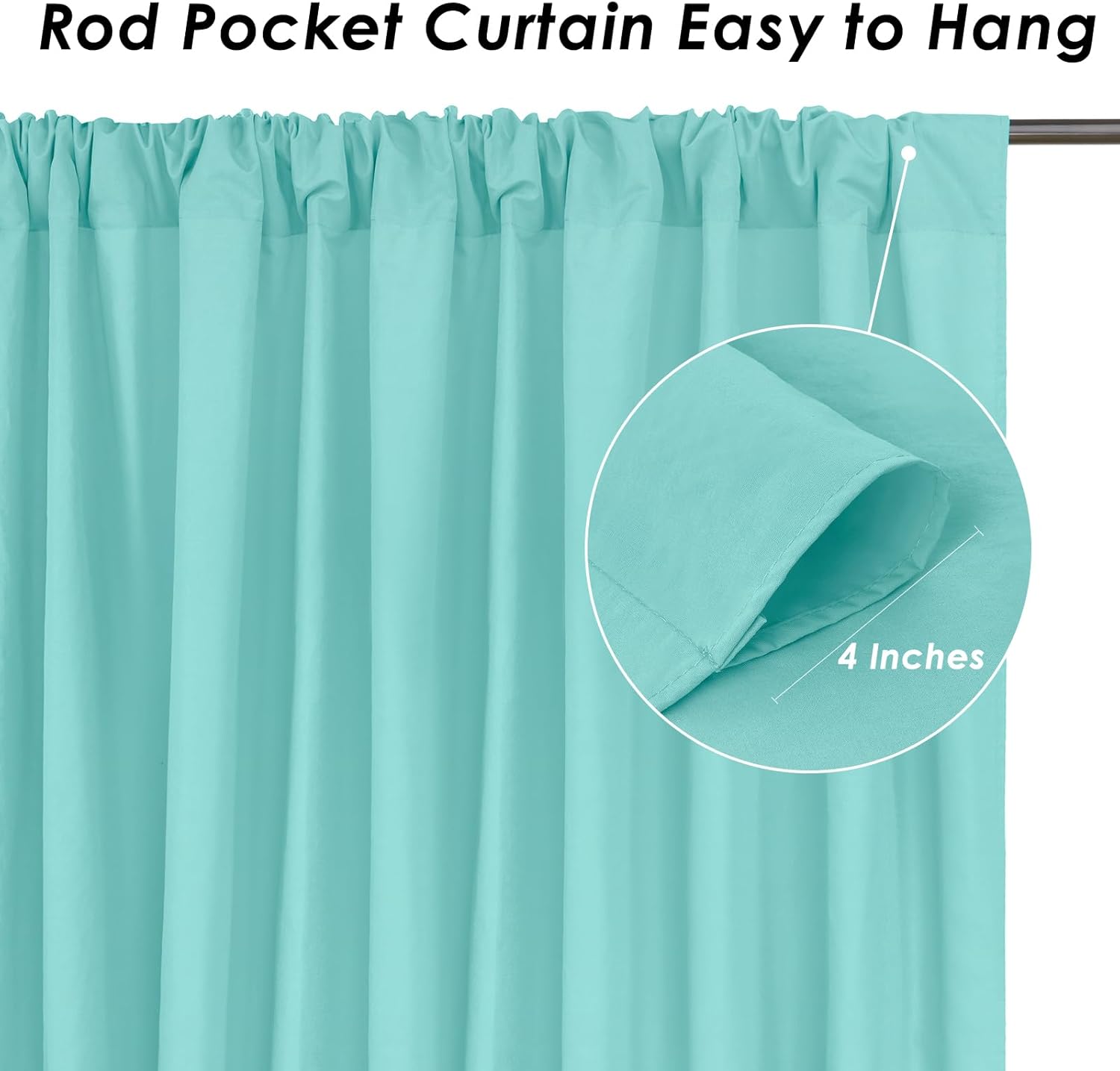 SoarDream Turquoise Backdrop Curtains Polyester 4 Panels 5ft x 10ft Photo Backdrop Drapes Mermaid Party Baby Shower Birthday Decorations