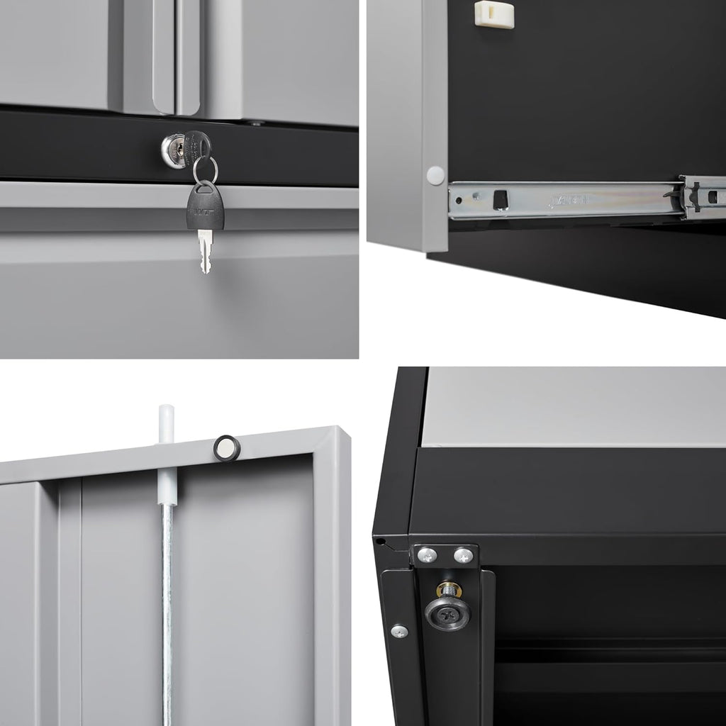 SISESOL Metal Storage Cabinet with Drawers, 71" File Cabinets for Home Office, Locking Steel Storage Cabinet with Doors and Shelves for Home, Office, Warehouse, Garage, School (Gray, 2 Drawers)