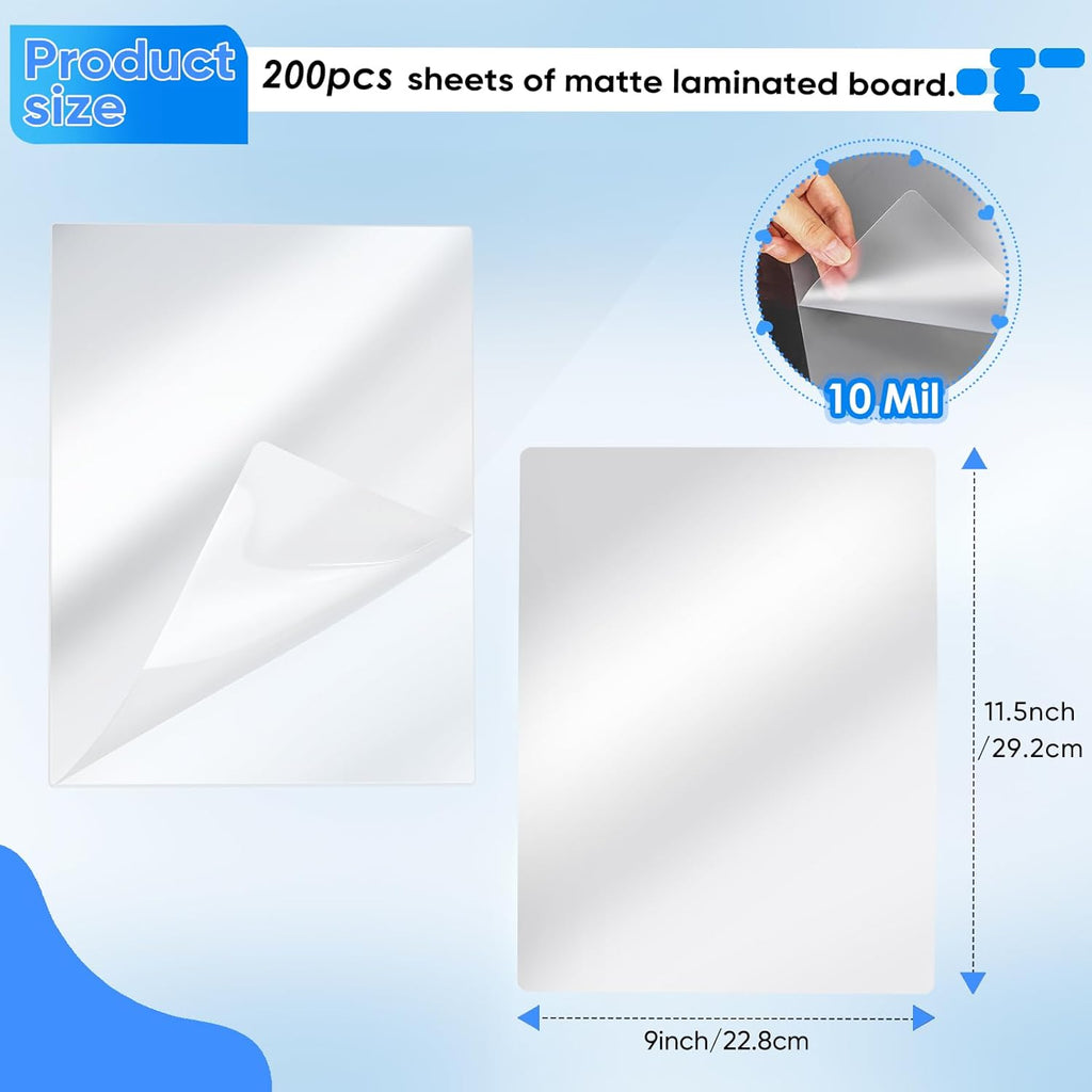 200 Pcs 10 Mil Laminating Sheets, 9 x 11.5 Inch Thermal Laminating Pouches, Letter Size Clear Plastic, Glossy Hot Laminating Sheets for Office Supplies
