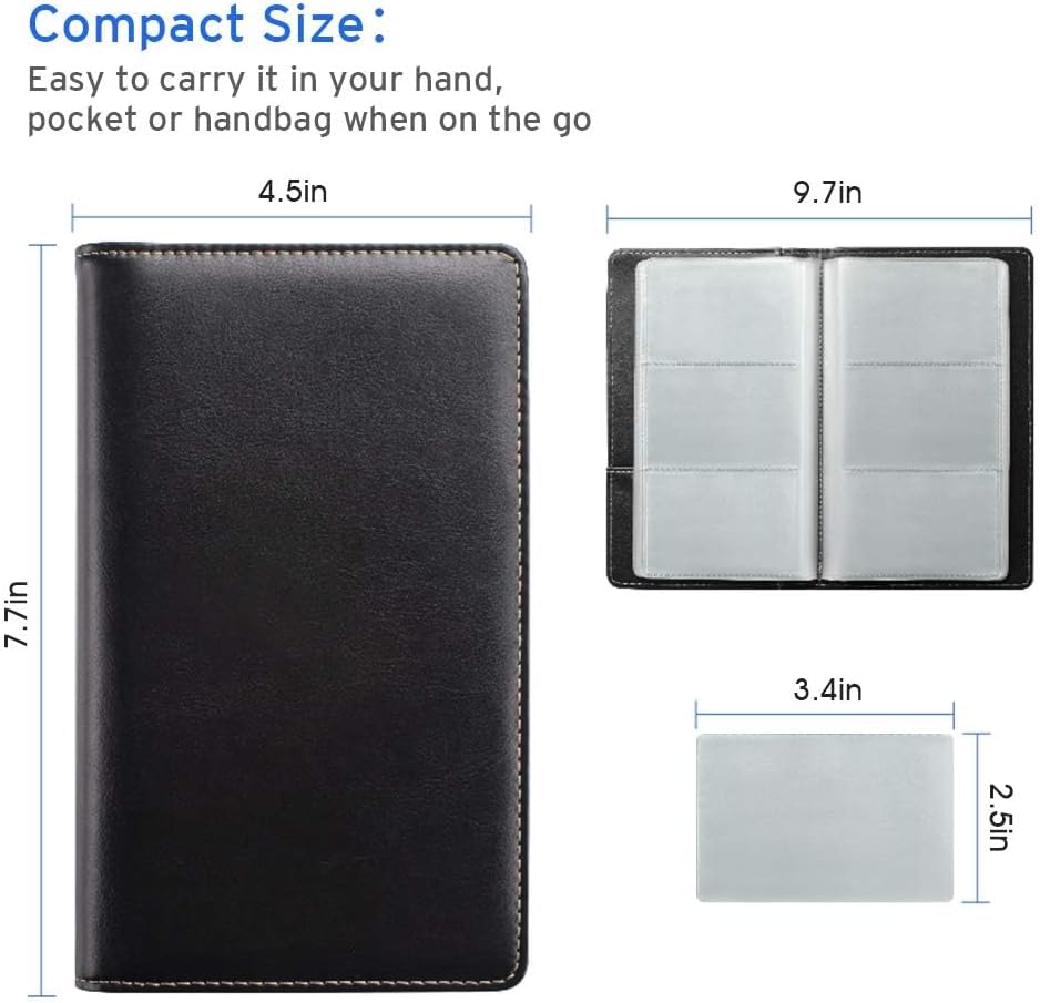 Sooez Leather Professional Business Card Book Holder Organizer, 240 Capacity Credit Card Booklet, PU Name Cards Holder Storage File for Men Women, Grass Green