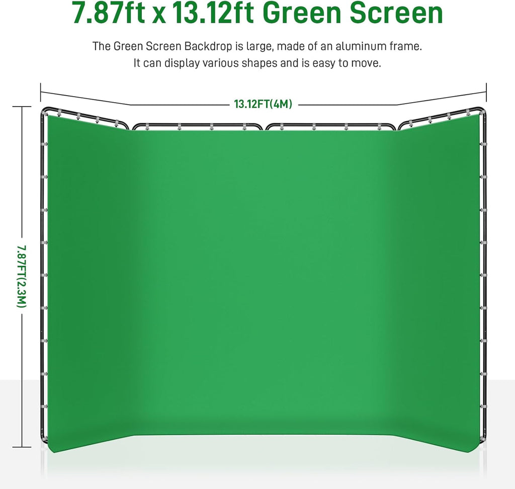 7.87ft x 13.12ft Green Screen Backdrop with Stand,Zyernar Large Green Collapsible Backdrop with Stand foror Photo Studio Video Shooting,YouTube Tutorials and Real-Time Videos, Streaming Games,Stage