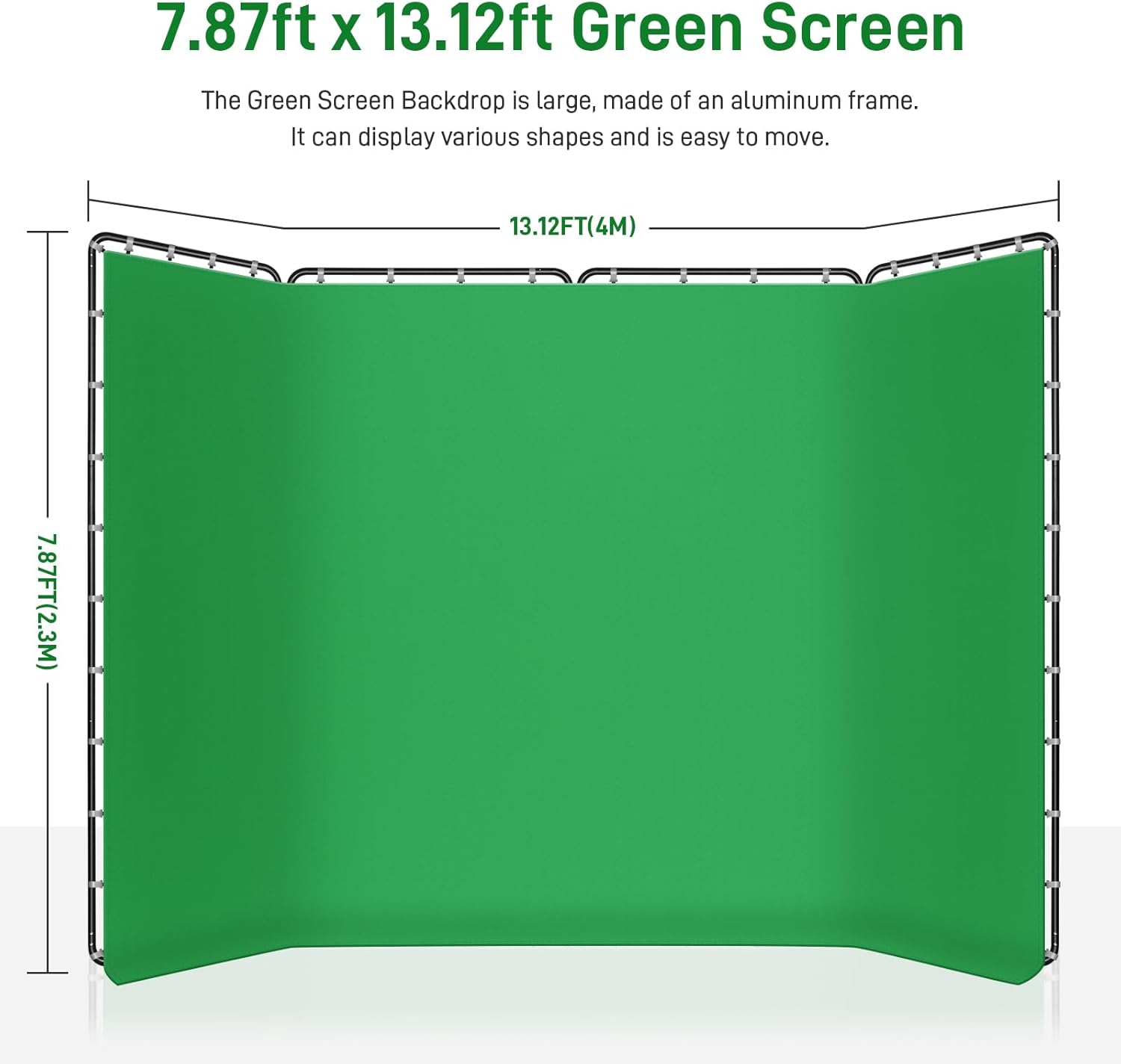 7.87ft x 13.12ft Green Screen Backdrop with Stand,Zyernar Large Green Collapsible Backdrop with Stand foror Photo Studio Video Shooting,YouTube Tutorials and Real-Time Videos, Streaming Games,Stage