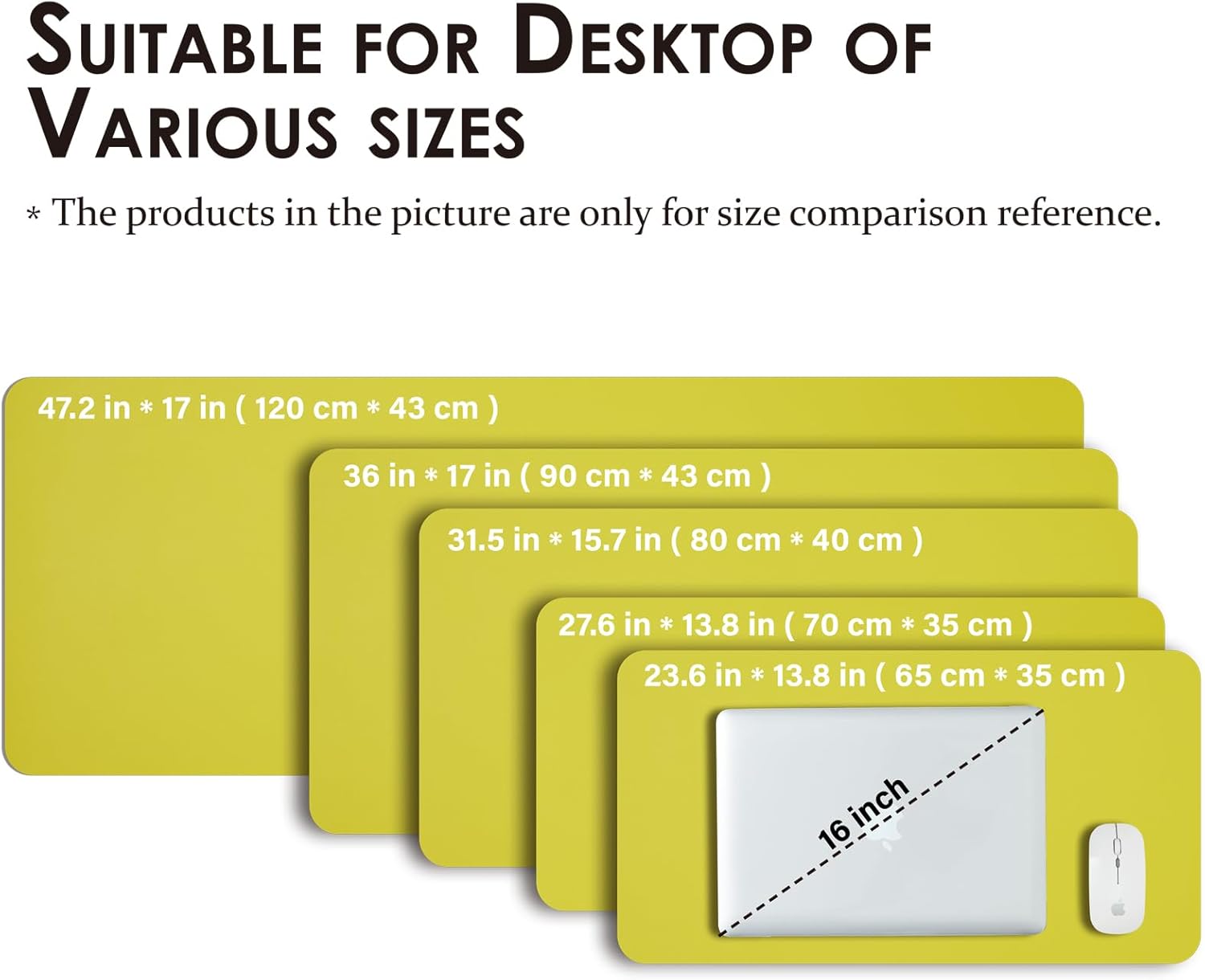 Leather Desk Mat - Small Non-Slip PU Desk Pad for Office and Home - Desk Organization and Accessories - Ideal for Large Mouse Pad and Small Desk Mats on Top of Desks (Lemon Yellow,23.6"x 13.8")